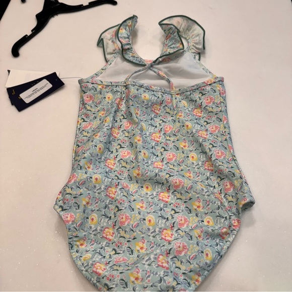 NWT Polo Ralph Lauren Floral Ruffled Criss Cross Back  Swimsuit Girls Size 6X - Picture 8 of 11